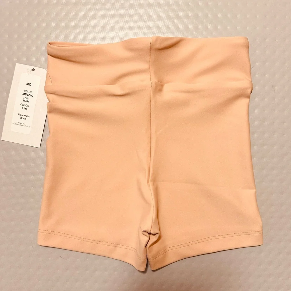 Mariia Crown CM high waist dance bottoms short shorts tan nude caramel NWT